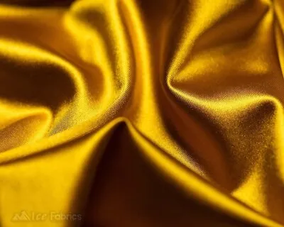 £13.54 • Buy Gold 4 Way Stretch Silky Satin Fabric By Yard Thick Satin