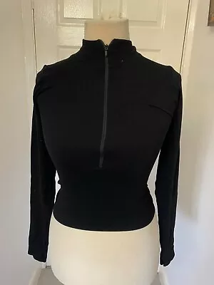 Urban Outfitters BDG Black Half Zip Up Long Sleeve Top Size L NEW FREE UK P&P! • £16.29