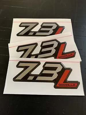 (3) Gel-coated 7.3L GODZILLA Badges Ford Super Duty F250 F350  Silver/red Black • $34.99