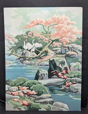 Vintage Paint By Number Garden Of Serenity Swans 12  X 16  From Craft House Kit • $41.94