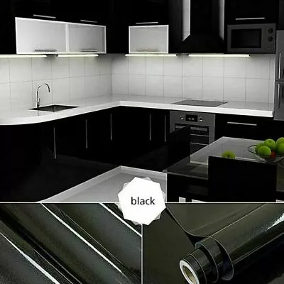 Black Wallpaper 5m Cabinets Countertops Glitter Decor Sticker Contact Paper • $37.48