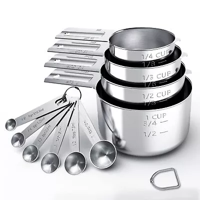 Stainless Steel Measuring Cups & Spoons Set Cups And SpoonsKitchen Gadgets ... • $25.63