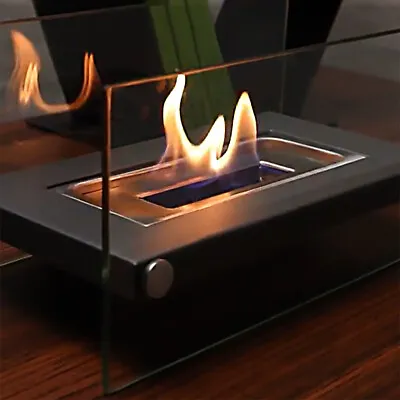 £39.95 • Buy Table Top Bio Ethanol Fireplace Indoor Outdoor Fire Pit Glass Top Burner Fire