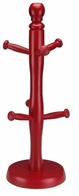 £7.89 • Buy Red Wooden 6 Cup Mug Tree Stand Kitchen Mugs Cups Holder Drainer Storage Rack