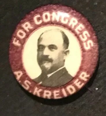1912 7/8  A S Kreider For Congress (pa) Picture Pinback • £11.66