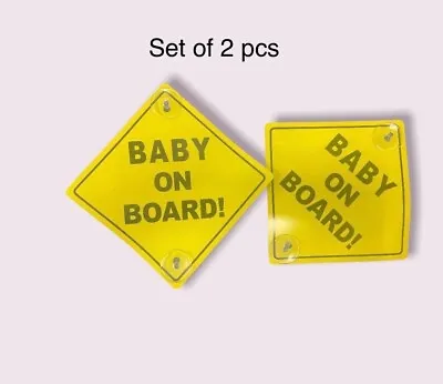 BABY  ON BOARD CHILD SAFETY WITH 2 SUCTION CUP | CAR VEHICLE SIGN Set 2 • £2.10