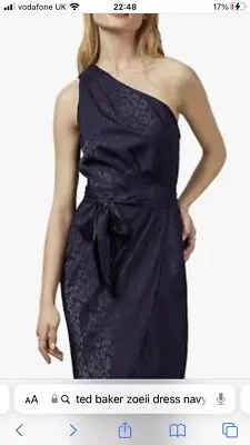 £0.99 • Buy 🌸Ladies Ted Baker Navy Jacquard Dress Size 10-12 NEW With Tags