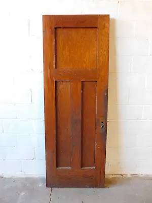 1900's Antique INTERIOR DOOR Three Panel CRAFTSMAN / MISSION Style Oak ORNATE • $144.95