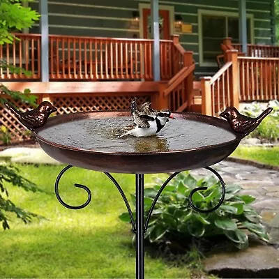 DREAMSOUL Outdoor Garden Bird Bath Metal Bird Baths Cast Iron Birdbath With M... • $36.99