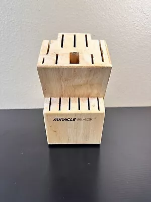 Miracle Blade Knife Block 15 Slots Solid Wood Natural Satin Finish - No Knives • $25