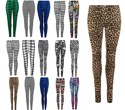 Ladies Printed Leggings Full Length Stretchy Trouser Casual Pants Plus Size • $12.44