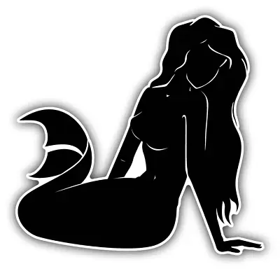 Mermaid Black Silhouette Car Bumper Sticker Decal • $2.75