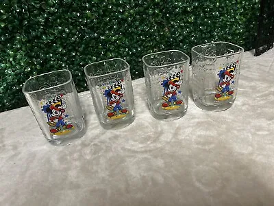 Mickey Mouse Walt Disney World Celebration 2000 Glass Cups Vintage  Set Of 4 • $50