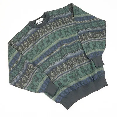 Vintage Knit Jumper Abstract Pattern Cosby Sweater Retro SZ M (M8373) • £22.95