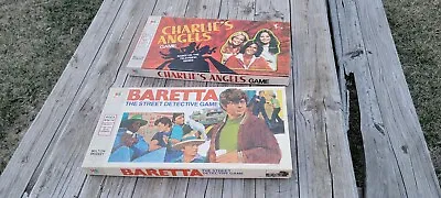 2 Vintage Milton Bradley Board Games Charlies Angels And Baretta 70s Retro TV  • $30