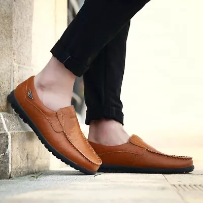 Men's Casual Shoes Genuine Leather Loafers Moccasins Slip On Driving Shoes • $24.46