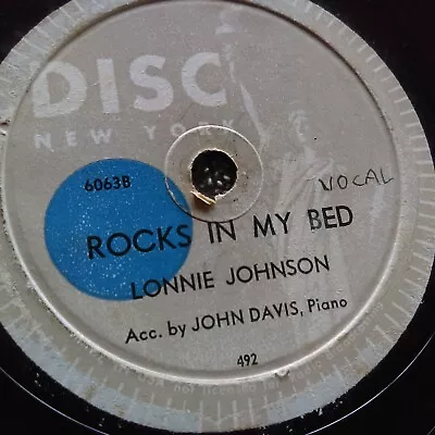 78 Rpm Disc 6063 Lonnie Johnson Rocks In My Bed Solid Blues Blues V+ • $24.99