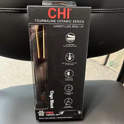 CHI Tourmaline Ceramic Series 1.5  Hairstyling Iron CA1174 Onyx Black BRAND NEW • $54.95