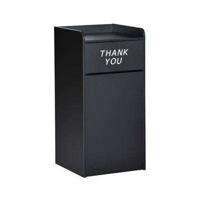 $344.95 • Buy Restaurant Trash Can Receptacles In Black Finish - Wood Tray Top Receptacle