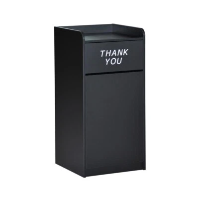 $344.95 • Buy Restaurant Trash Can Receptacles In Black Finish - Wood Tray Top Receptacle