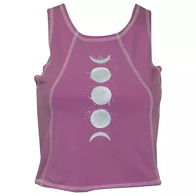 Mighty Fine Women's Celestial Moon Graphic Cropped Tank Top In Purple L • $7.99