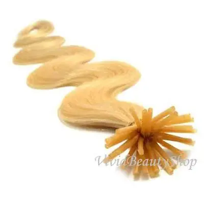 50 I Stick Tip Body Wave Wavy Micro Bead Remy Human Hair Extensions Light Blonde • $72.99