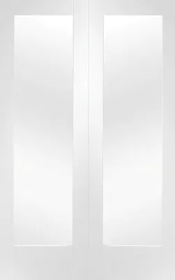 Pattern 10 White Primed Internal Rebated Door Pair With Clear Glass Product Code • £164.99