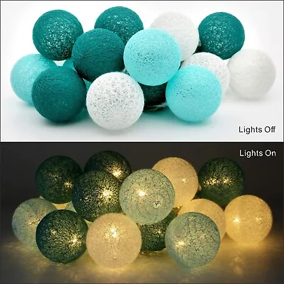 £9.99 • Buy LED Cotton Ball Fairy Lights String Globe Lamp Kids Bedroom Home Decoration
