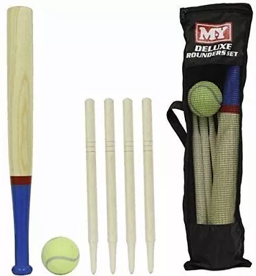 £7.99 • Buy Rounders Set Outdoor Bat Ball Post Carry Bag Wooden Games Children Sports Play