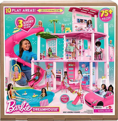 Barbie Dreamhouse Lights & Sounds Pool Party 115cm 75Pc Playset Doll House 2023 • $359