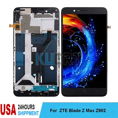 MetroPCS LCD Touch Screen Digitizer +Frame For ZTE Blade Z Max Z982 Replacement • $24.43