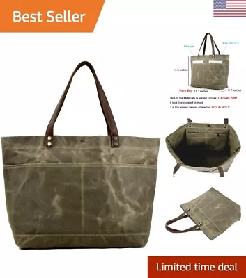 Extra Large Green Waxed Canvas Travel Tote - Weatherproof Carryall Shoulder Bag • $49.99