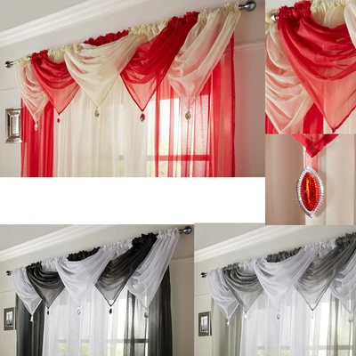 £14.36 • Buy Contemporary Gem Jewel Plain Slot Top Rod Pocket Voile Window Curtain Swag