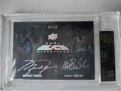 2012 EXQUISITE COLLECTION Auto Michael Jordan / Magic Johnson Black Label BGS 10 • $30000