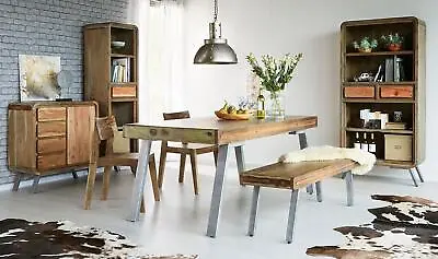 £729.99 • Buy Dining Table Solid Reclaimed Mango Wood Seats 6-8 Kitchen Home Furniture Rustic