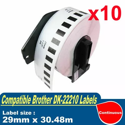 10x Non-OEM Continuous Label For Brother DK-22210 QL570 QL700 QL800 29mm X30.48m • $52.90