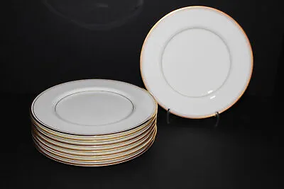 Set Of 8 Mikasa Wheaton Bone China 7.5  Salad Plates-gold Trim-narumi Japan • $33.99