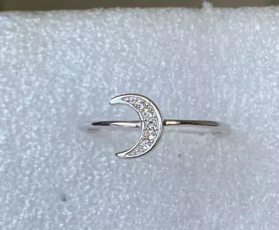 Sterling Silver 925 Stamped Moon Crystal Ring Made With Swarovski Parts • £7.50