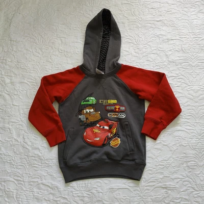 £9.90 • Buy Disney Cars Boys Pullover Hooded  Sweatshirt Small 5/6 Gray Red 