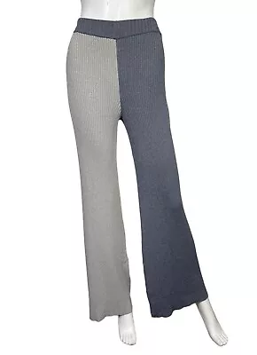 Staud Women's M Grey & Taupe Fama Lounge Stretch Rib Knit Mid Rise Pants EUC • $64.99