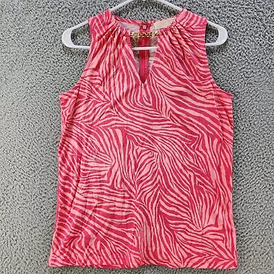 Michael Kors Zebra Chain Neck Tank Women's S Bright Blush Keyhole Back Zipped~ • $16.14