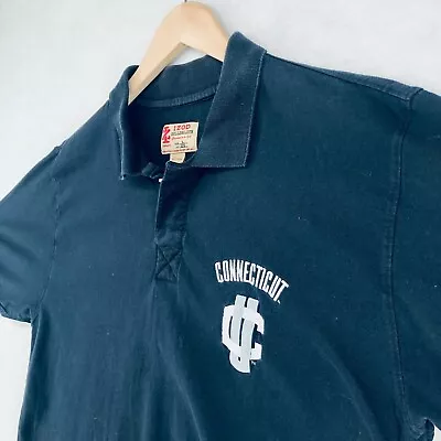 $15.29 • Buy UCONN UNIVERSITY CONNECTICUT HUSKIES Golf Polo Shirt Men Size Large Cotton Blue