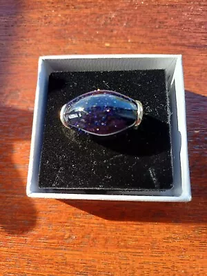 Qvc Silver Blue Sandstone Ring Sz V • £25