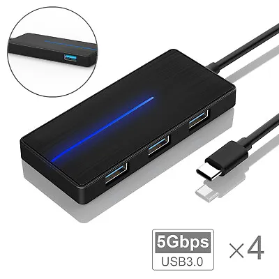 $7.59 • Buy 4-Port USB 3.0 Type C Data USB Hub Charger Transfer Reader Adapter For PC Mac