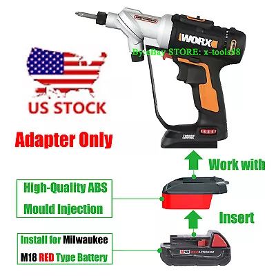 1x Milwaukee 18V M18 Slider Li-ion Battery To WORX 20V 6-PIN POWERSHARE Adapter • $13.40