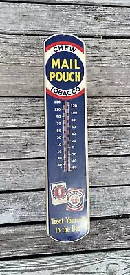 Vintage Mail Pouch Thermometer Chewing Tobacco Metal Advertising Sign • $125