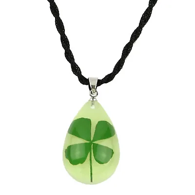 New REAL Four Leaf Clover Glow In The Dark Pendant/Necklace Shamrock Irish • $8