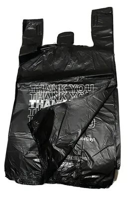 Bags 1/6 Large 21 X 6.5 X 11.5  Black THANK YOU T-Shirt Plastic  Shopping Bags • $61.90