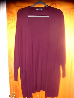 Nwot M&s Collection Long Sleeve Edge To Edge Long Line Cardigan Large Burgundy • £7