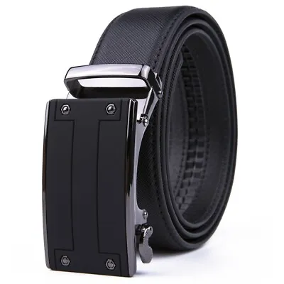 Men's Belt Leather Ratchet Belts Automatic Buckle 1.37inch Width • $9.99